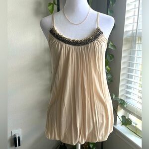 Forever 21 Cream Camisole with Embellished Neckline